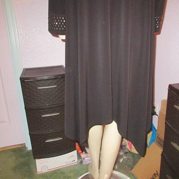 IC by Connie K Slinky Knit Dress Size XL Pockets Embellished LBD Asymmetrical - Picture 10 of 11